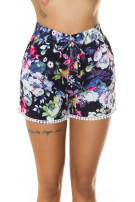 Trendy zomer shorts met bloemen-print marineblauw
